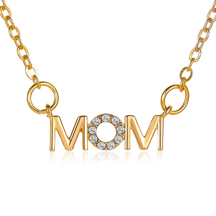 

Mom Mother'S Day Necklace Simple And Versatile English Alphabet Necklace Mother Pendant Clavicle Chain, Silver, gold