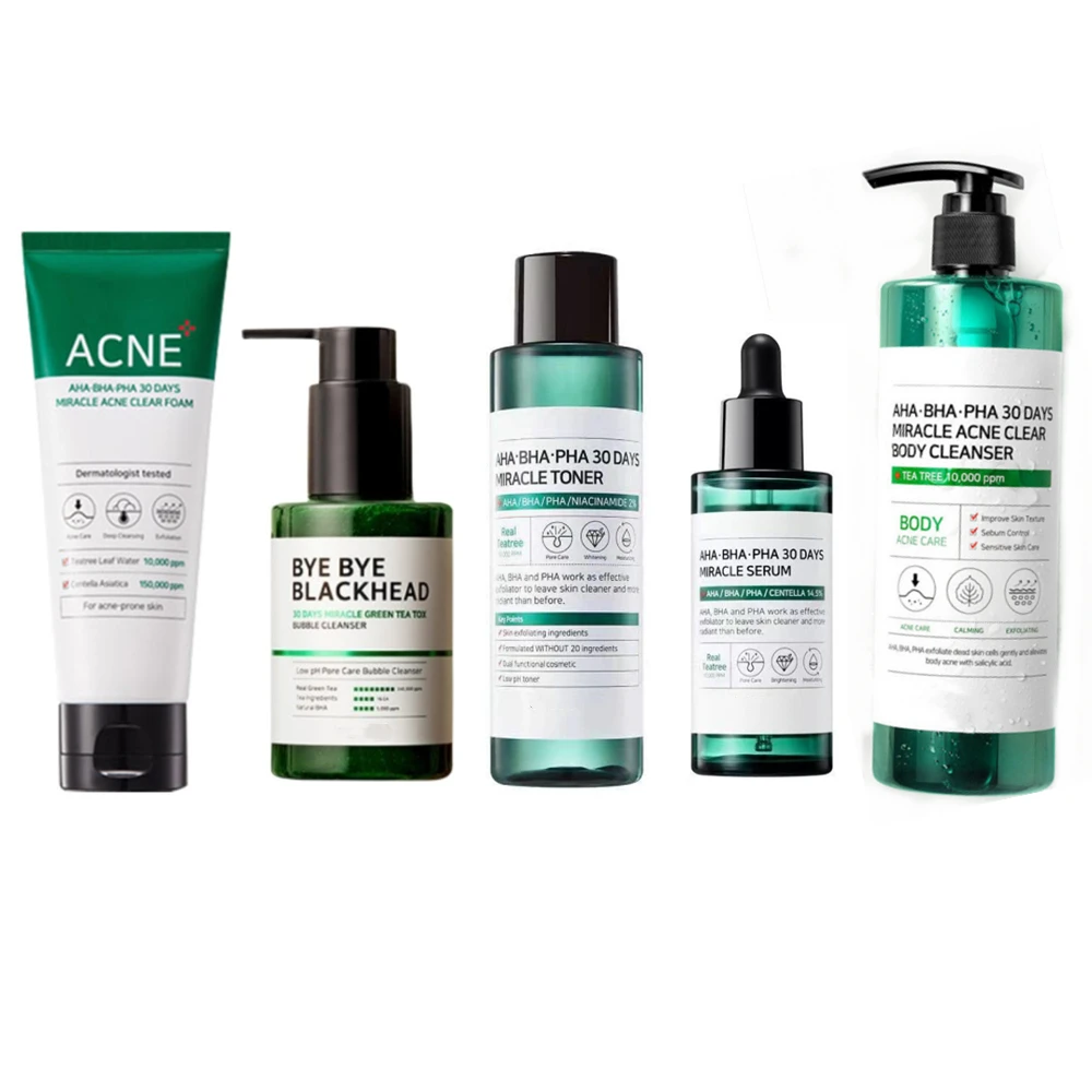 

Hot Sell Korean Cosmetics Skin Care Aha Bha Pha 30 Days Miracle Set Cleanser Toner serum For Oil Control Anti acne Moisturizing