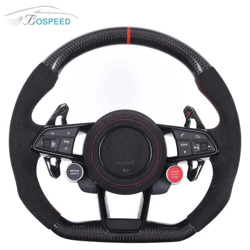 

red center line ,Carbon Fiber Steering Wheel for Audi R8, Customized color