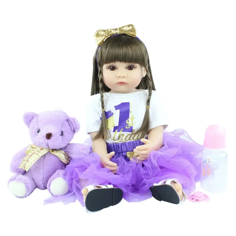

22" Full Body Silicone Reborn Dolls Like Real Baby Girl Kids Dress Up Toy Soft Vinyl
