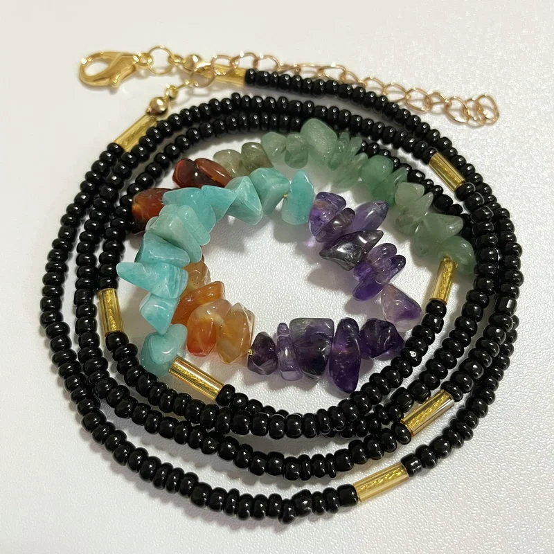 

high quality crystal glass seed beads colorful african beads waist chain belly natural stone waist beads with clasp