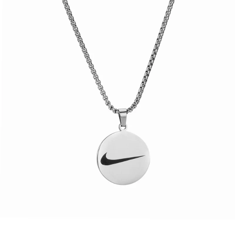 

Stainless Steel Custom Logo Engraved Tick Disc Trending Necklace 2020 Handmade Enamel Swoosh Round Plain Circle Pendant Necklace, Silver , gold plated, rose gold