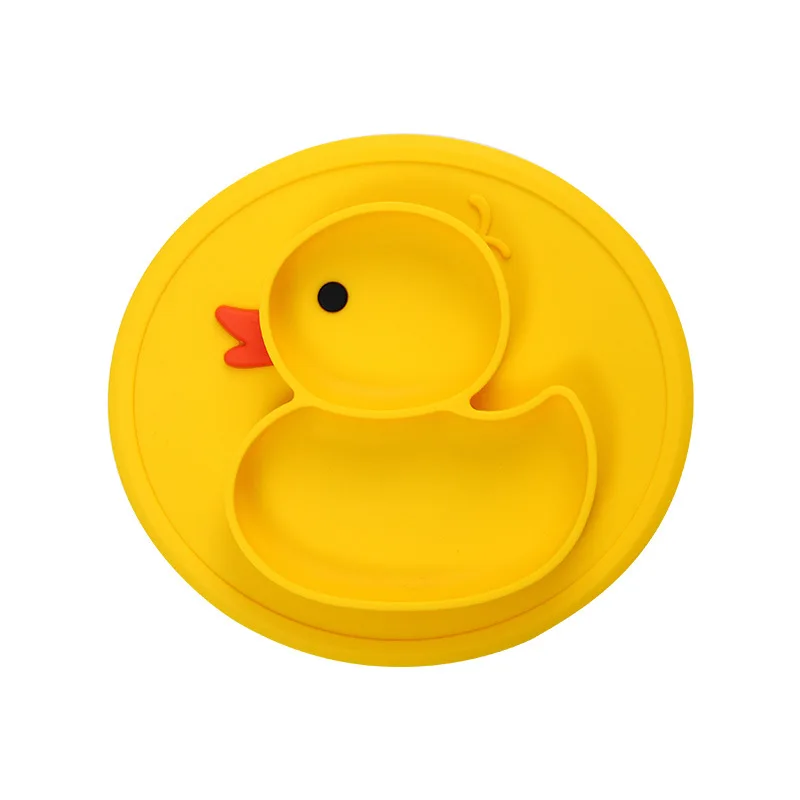 

New Design Cute duck shape Baby Placemat Plate Kids Dinner Silicone Plate