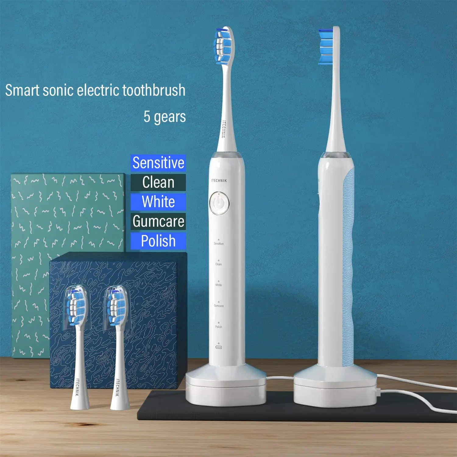 

Waterproof Portable Cheap Wireless Smart Rechargeable Electronic Electric Toothbrush 5 Modes Use Protecting Gums