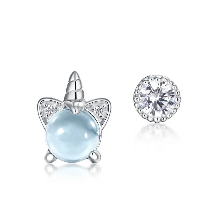 

Cute design 925 sterling silver jewelry earring girl asymmetry stud earrings
