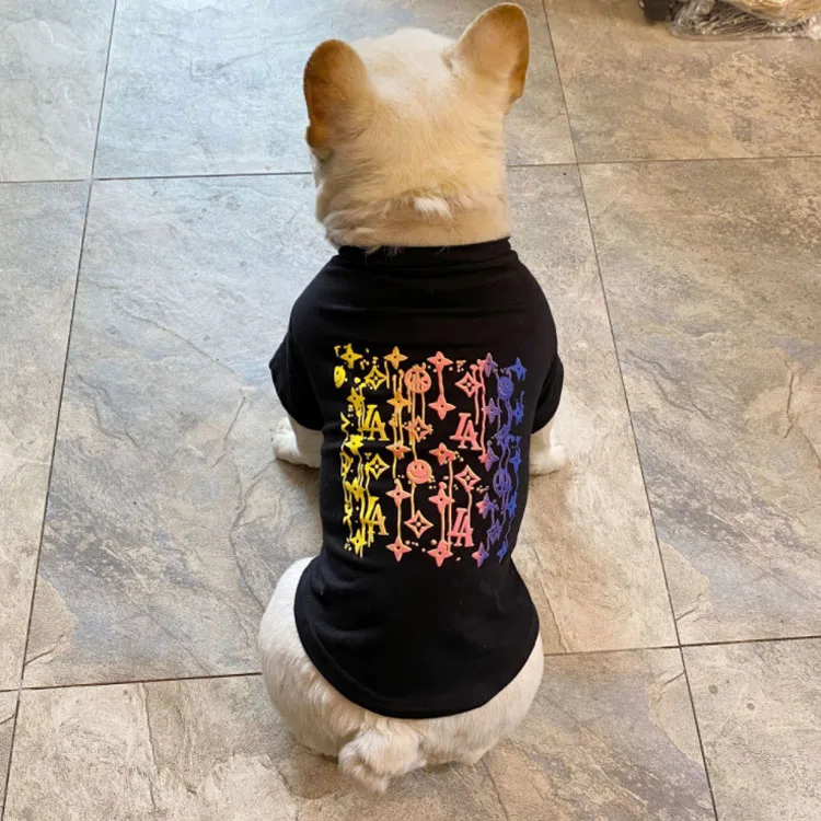 

Luxury brand summer pet appreal pupy clothes dog owner matching clothing shirt, Black