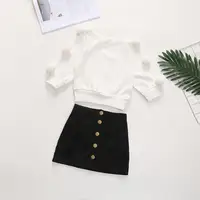 

1-6T 2PCS Toddler Baby Girl Clothes Set Autumn Winter Warm Long Sleeve Girl Sweater Tops+Button Skirts Cotton Outfits Set