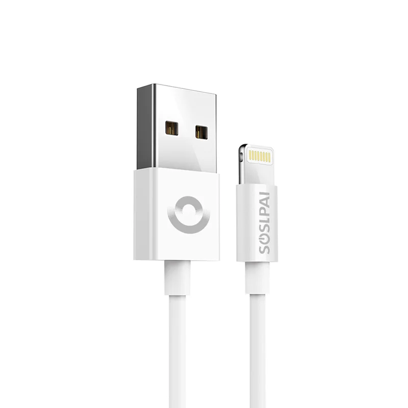 SOSLPAI good quality for ipad white MFi Certified usb cable 100cm custom pvc charging data cable - idealCable.net