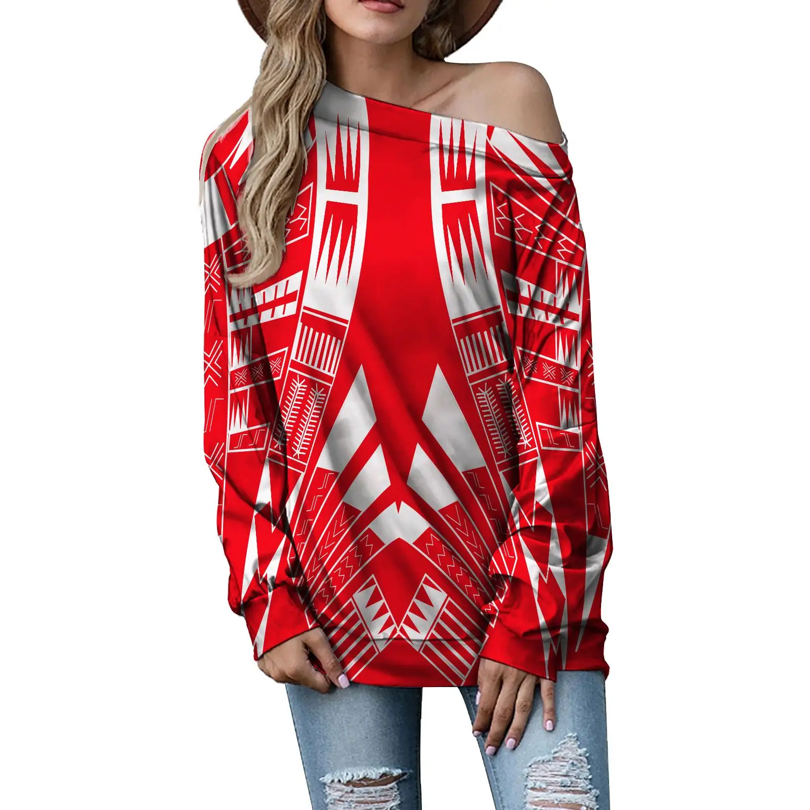 

Sinosun Polynesian Samoan Tango Tribal Print Satin Blouse Can Customized Womens Long Sleeve Tee Shirt