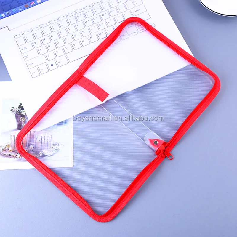 A5 Size Pp Plastic Documents Folder Clear Poly File Bags With Zipper