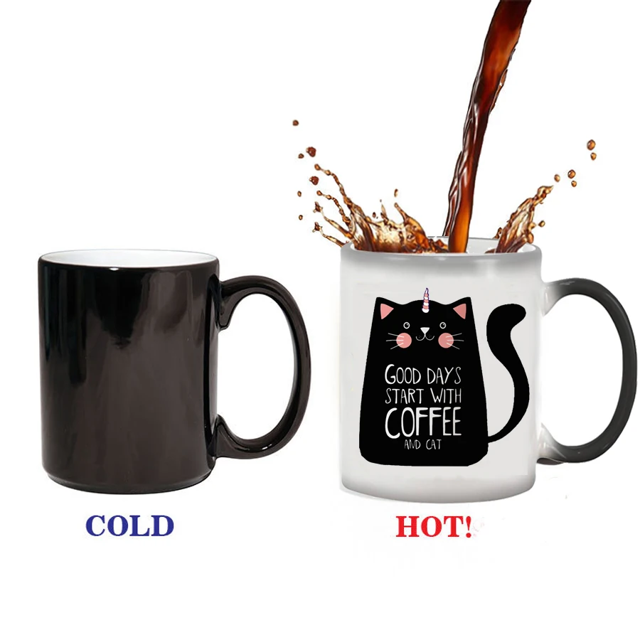 

330ml Cute Cat Magic Temperature Color Changing Chameleon Mugs Heat Sensitive Cup Coffee Tea Milk Mug Novelty Gifts