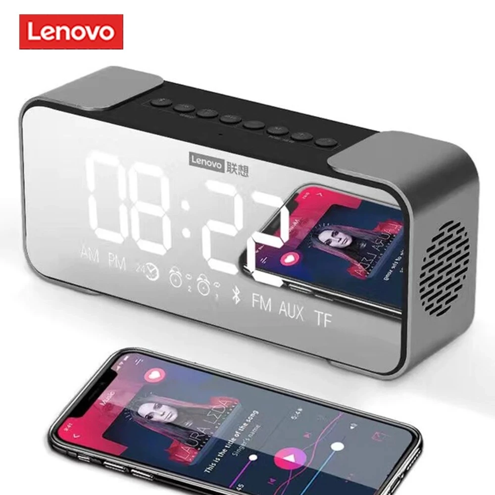 

Lenovo L022 Wireless Speaker BT5.0 LED Alarm Clock Portable Sport Speaker Subwoofer TF Card AUX 1800mah for Phone Computer