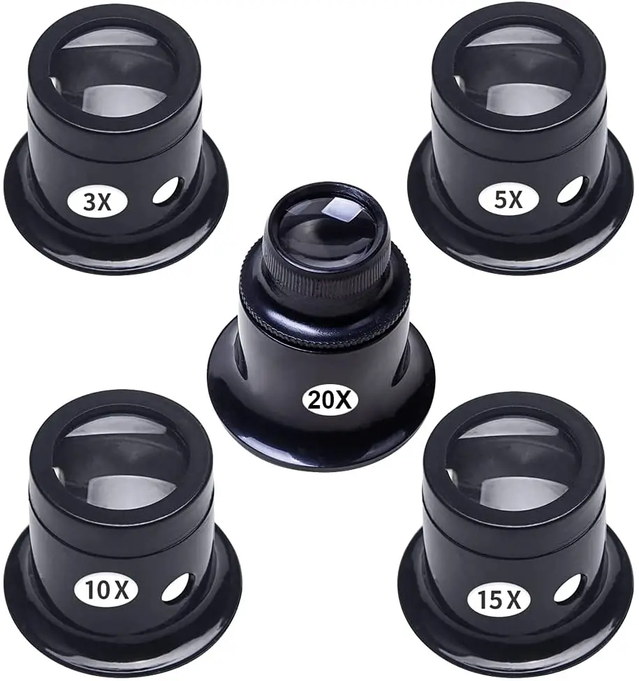 

3X 5 X 10X 15X 20X Black Jewelers Loupe Magnifier Magnifying Eye Loop Watchmakers Repair Eye Loupe Glass Tools (20X)