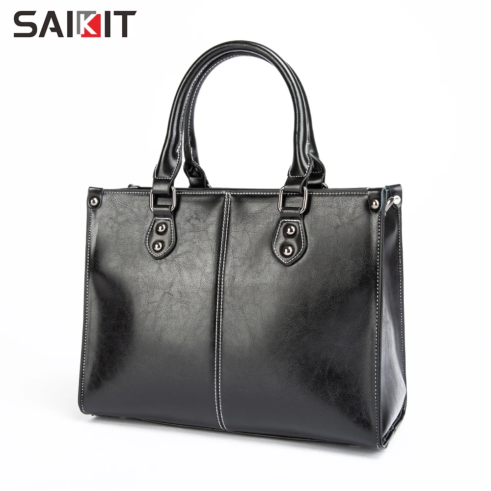 

2021 trending Big Capacity Young Lady Fashion Genuine Hand Bags Custom Low MOQ Oil wax cowhide leather woman handbags