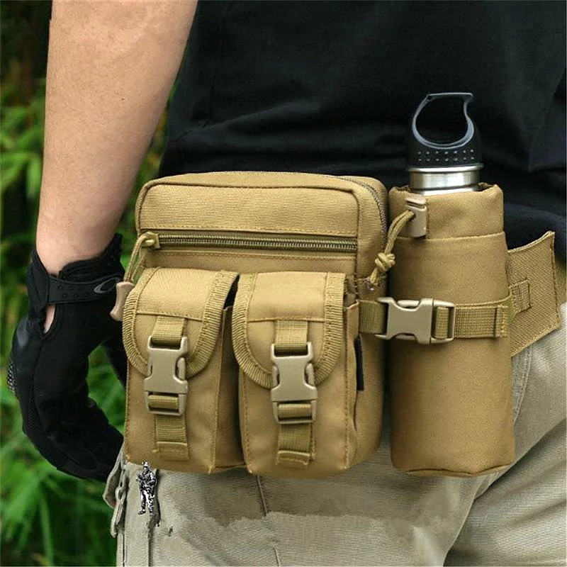 

Men Waist Bag Tactical Waist Pack Pouch with Water Bottle Holder Waterproof 900D Nylon Belt Bum Bag Waist Bag