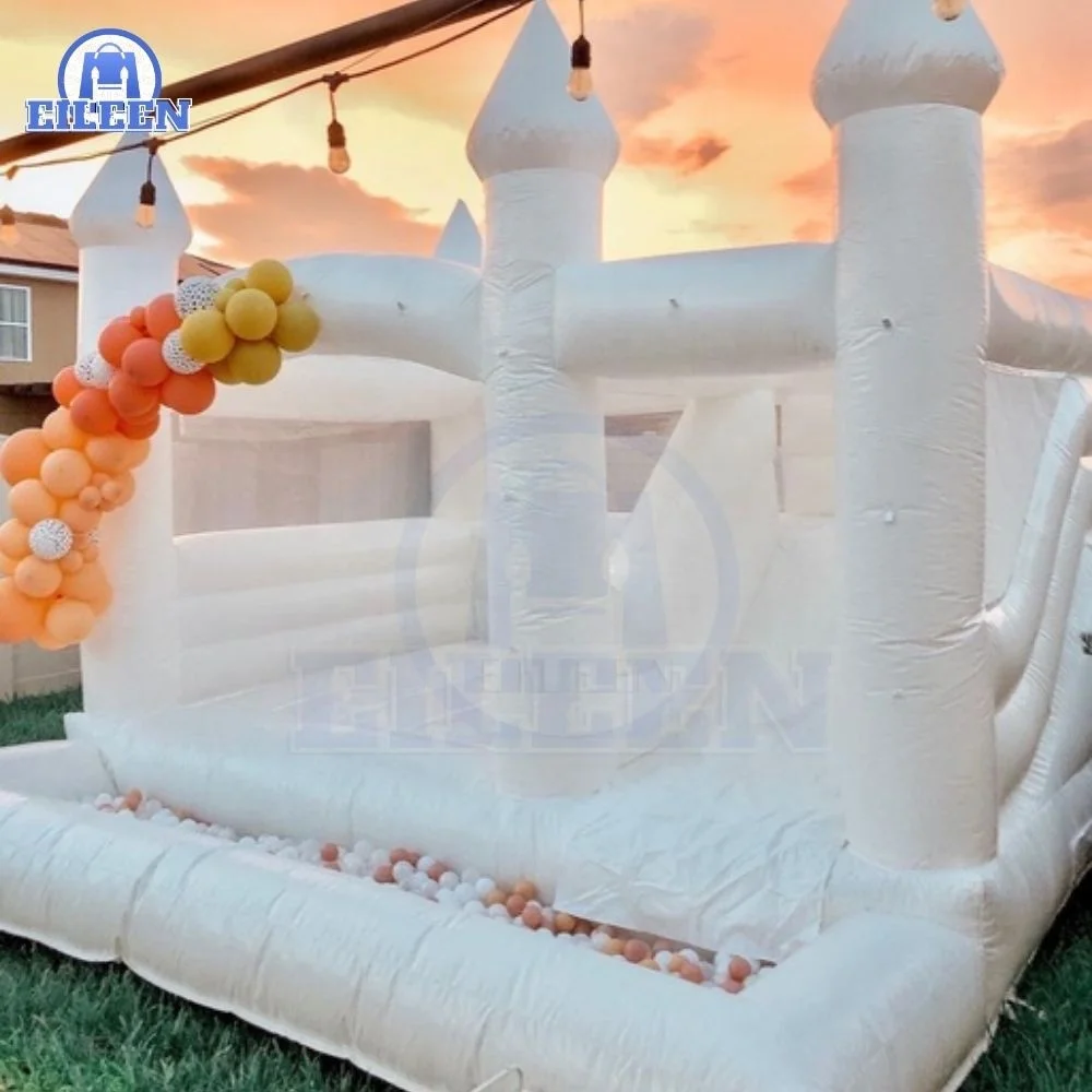 

In stock hot sales white bounce house with ball pit white castle bounce house with slide bouncy combo for kids