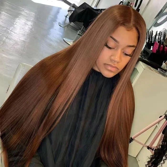 

Hand made lace front wigs invisible brown color transparent swiss lace frontal high quality for black women