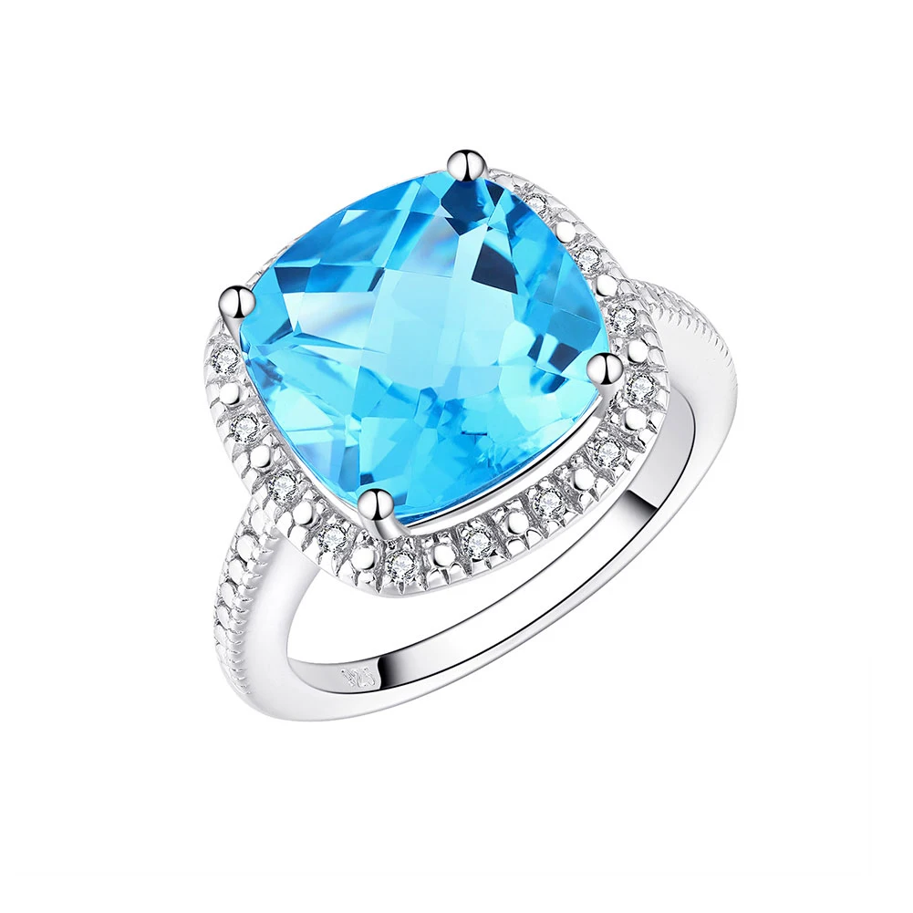 

Latest Fashion natural blue topaz gem 8.18CT main stone fine jewelry 925 Sterling silver diamond ring