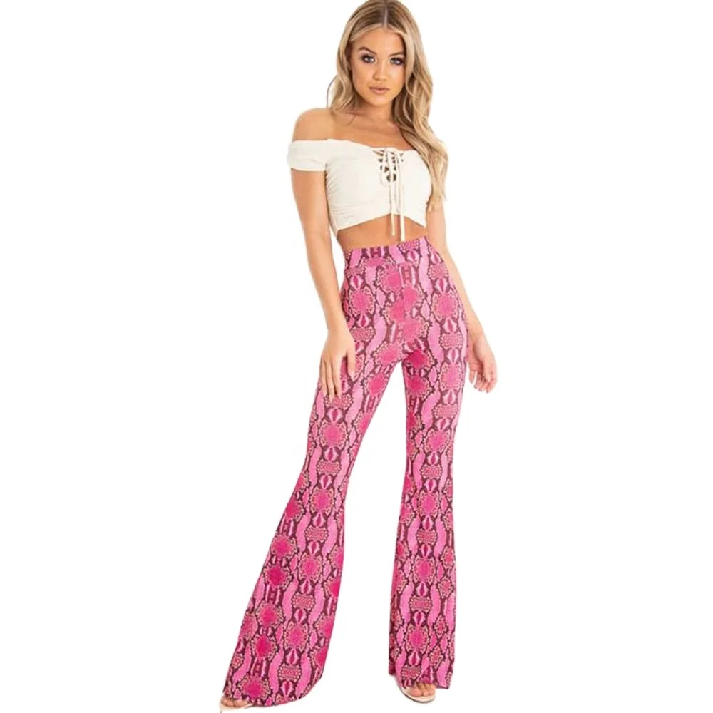 

Snake Pattern Fashion High-waist Wide Leg Flare Leisure Bell Bottom Yoga Pants