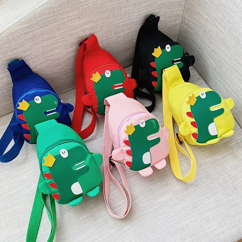 

New Fashion Cartoon Kids Single sling shoulder bag Nylon Cute Mini Dinosaur Funny Chest Bag purses and handbags for little girls, 12 color
