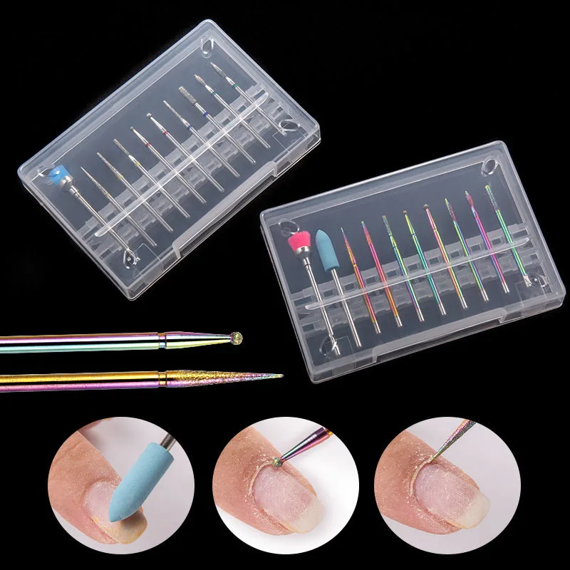 

10pcs Steel Nail Grinding Tool Kit Practical Nail Drill Bit Set Multifunctional Different Shapes Ceramic Nail Milling Cutter