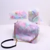 wholesale kids outside faux fur snow boots baby 3 pieces winter fur boots with matching purse and headband set