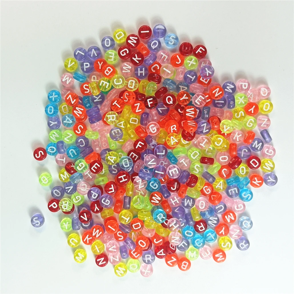 

Wholesale Fashion Flat Round Acrylic Alphabet Letter Beads for DIY jewelry making, Mixed color