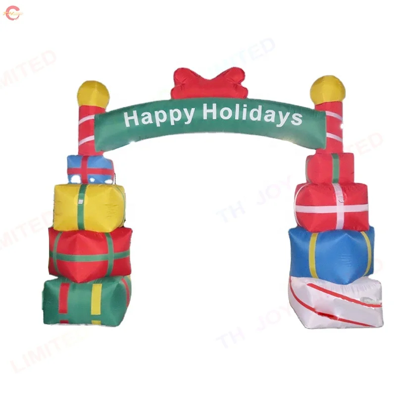 

free shipping 3d Christmas inflatable arch with gift boxes and decorations, Customized