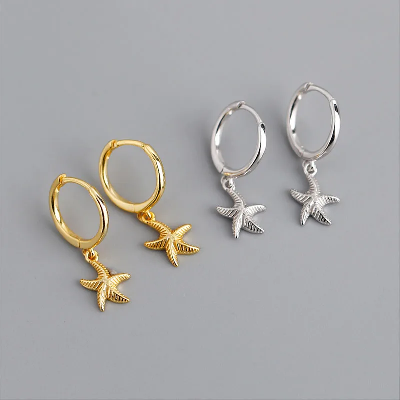 

VIVILADY 925 sterling silver regular new starfish new season popular jewelry gold plated hoop earrings Female