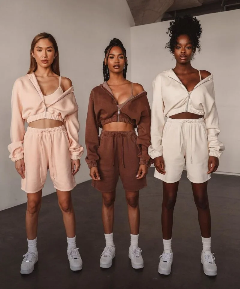 

Womens Summer Short Tracksuit Set Zip Up Hoodie Custom Two Piece Joggers Short Set Women Clothing Hoodie Joggers Short Set