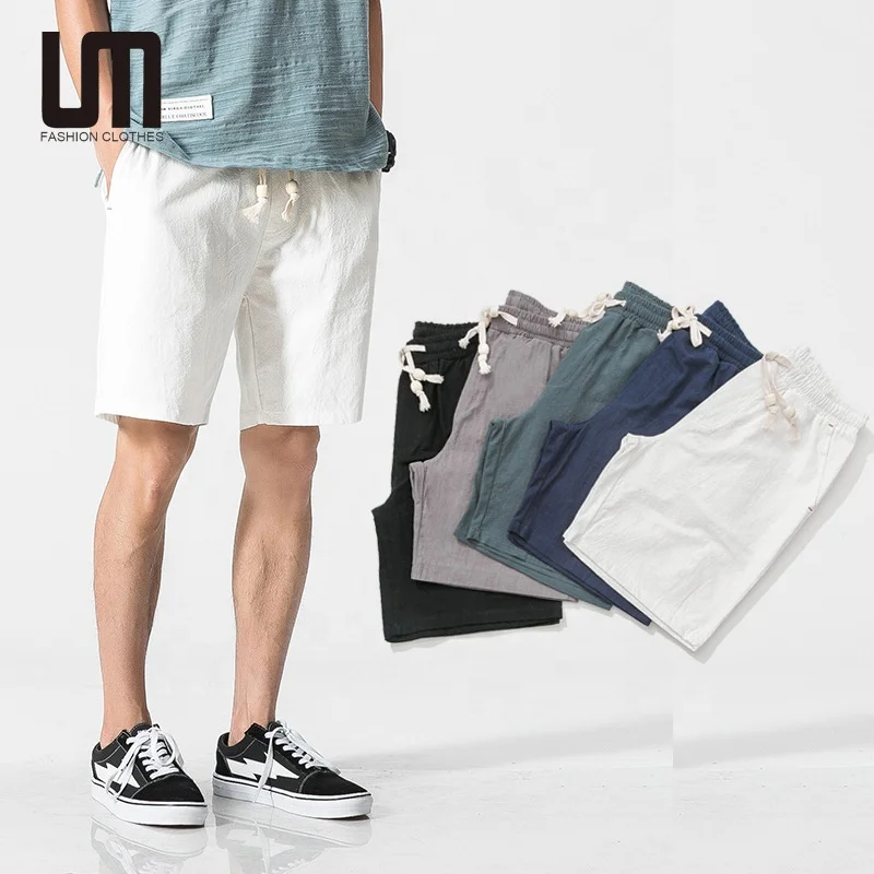 Liu Ming Cheap Wholesale Men Clothing Casual Beach Summer Solid Color Cotton Linen Plus Size 5XL Shorts