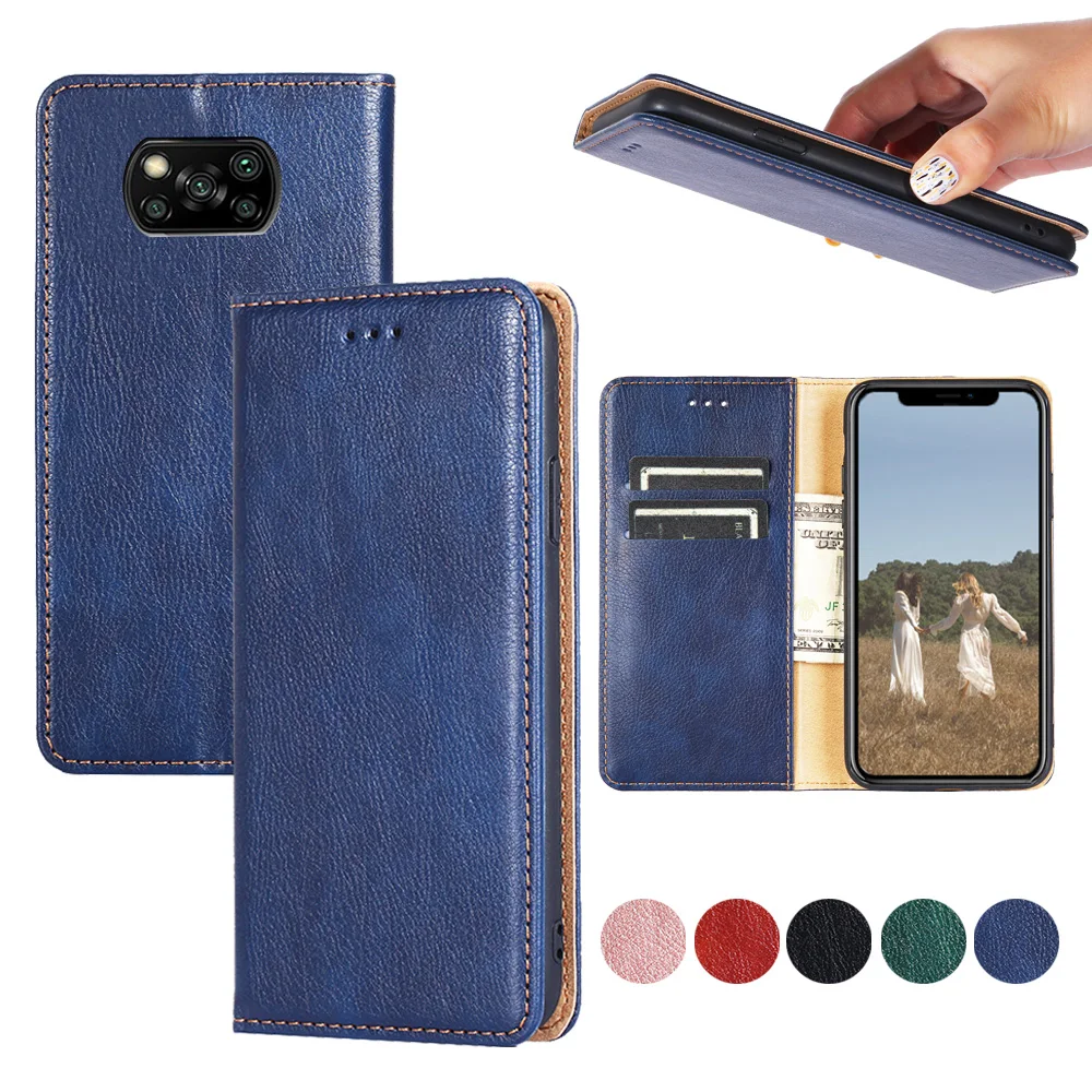 

Book Case for Xiaomi Poco X3 NFC ,Leather Flip Wallet Mobile Case for Xiaomi POCO M3 X3 M2 F2 Pro X2 Phone Cover, 5 colors for your choose