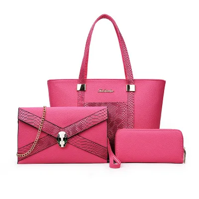 

ST-0113 The European And American Fashion Lash Snakeskin Handbag Inclined Shoulder Ladies Fashion Handbags For Women 3 Pieces, Multi color