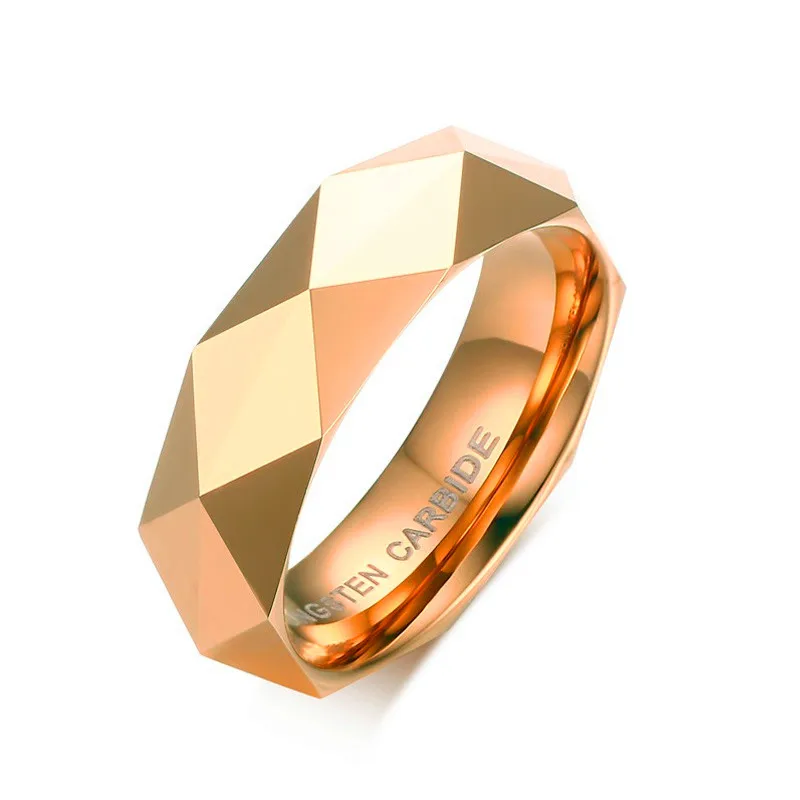 

Trendy Rose Gold Colors Rhombus Ring Tungsten Carbide Wedding Ring For Men