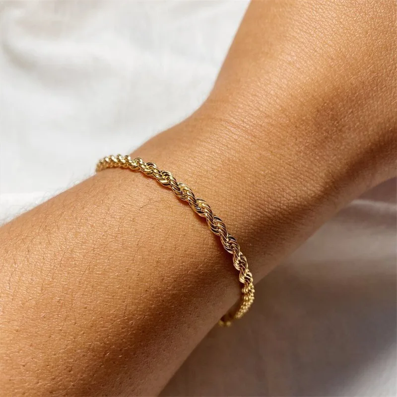 

High Quality Gold Plated Stainless Steel Rope Chain Bracelet For Unisex