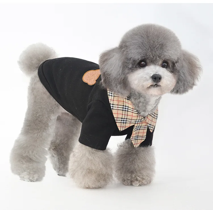 

Autumn and Winter New Arrival British Style Pet Two-legged Clothes Cotton Classic Plaid Dog T Shirt, 2 colors