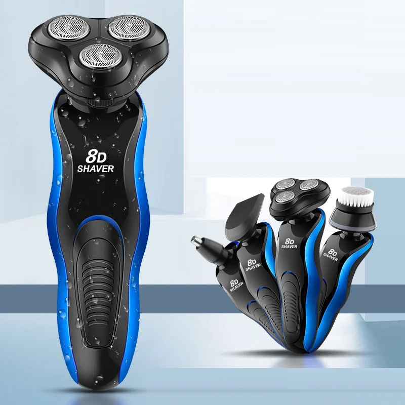 

4 in 1 Electric Shaver USB Rechargeable 8D Blade Simple And Easy To Operate Hair Trimmer Shaver, Blue