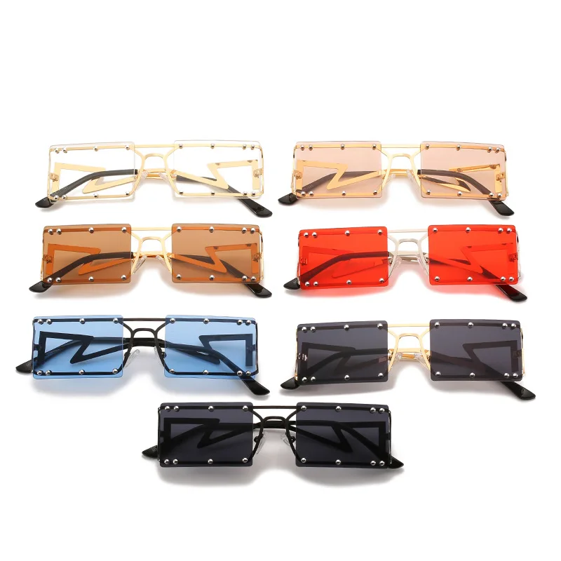 

Kenbo Eyewear 2021 Rivet Small Frame Sunglasses Rimless Square Small Sunglasses Vintage Colorful Sunglasses