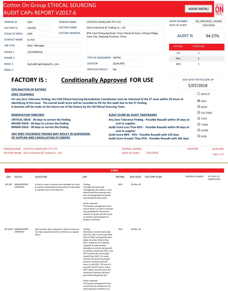 Yiwu Glory Garments & Accessories Co., Ltd.