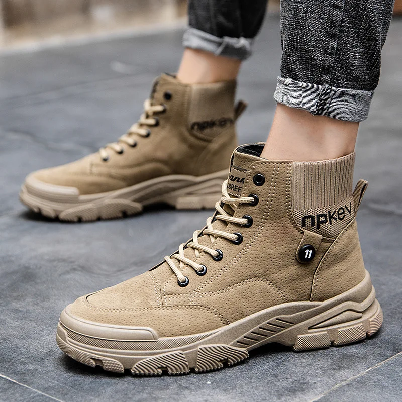 

2020 EuroAmerican Boots High Top Ankle Boots Casual British Martin Men's Shoes Student Platform Sneakers Tooling Men's Boots