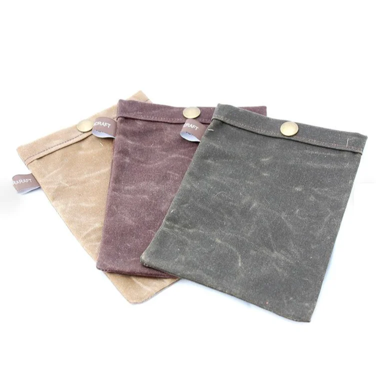 

Custom Eco-Friendly Waxed Canvas Drawstring Pouch Outdoor Travel Camping Skillet Organizer Bushcraft Cookware Carrier Bags, Five colors or custom