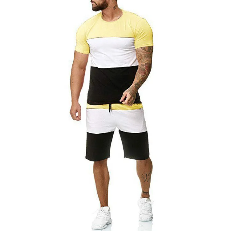

LW-New custom summer two piece mens shirt and shorts set, As picture or customized make