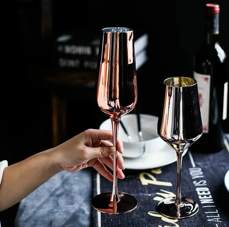 

Simple Style Electroplated Gold Lead-free Stemware Champagne Flute Red Wine Glass
