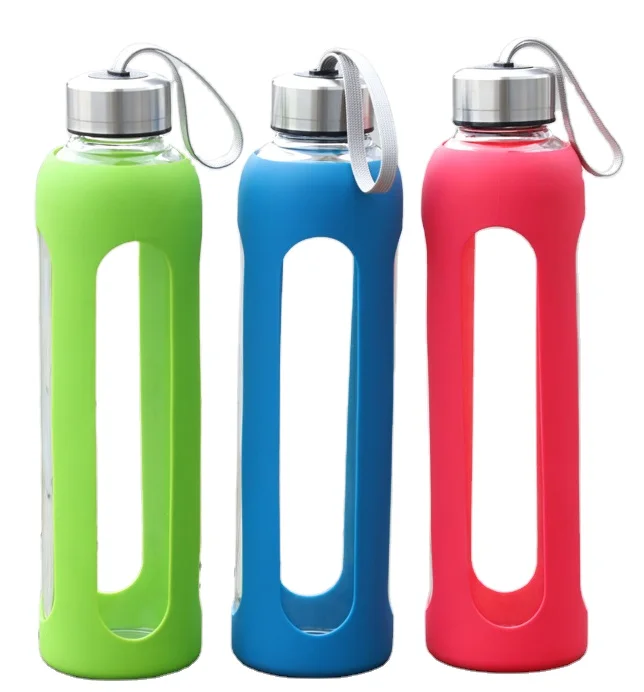 

Mikenda Hot Selling Silicone Water Bottle Cup Portable Manufacturer Glass Portable Bottles, Can be customized