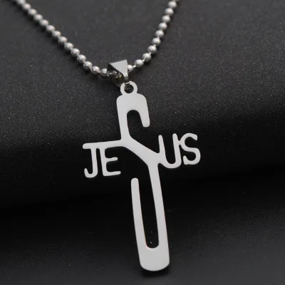 

Fashion Stainless Steel Personality Jesus Cross Pendant Necklace Chain Christian Symbol Nice High Quality Gifts