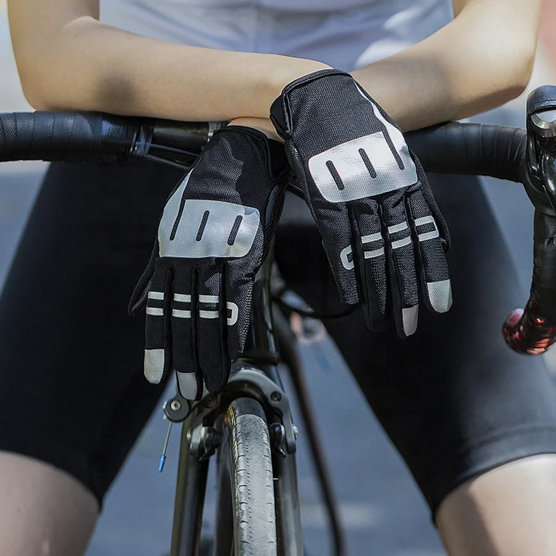 

Full Finger Screen Touch Shockproof Bike Gloves Men Women Breathable Reflective Bicycle Glove SBR Pad Cycling Gloves