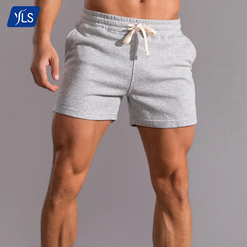 YLS Summer Cotton Mens Mid Waist Sporty Sweat Shorts Breathable Quick Dry Jogging Workout Gym High Quality