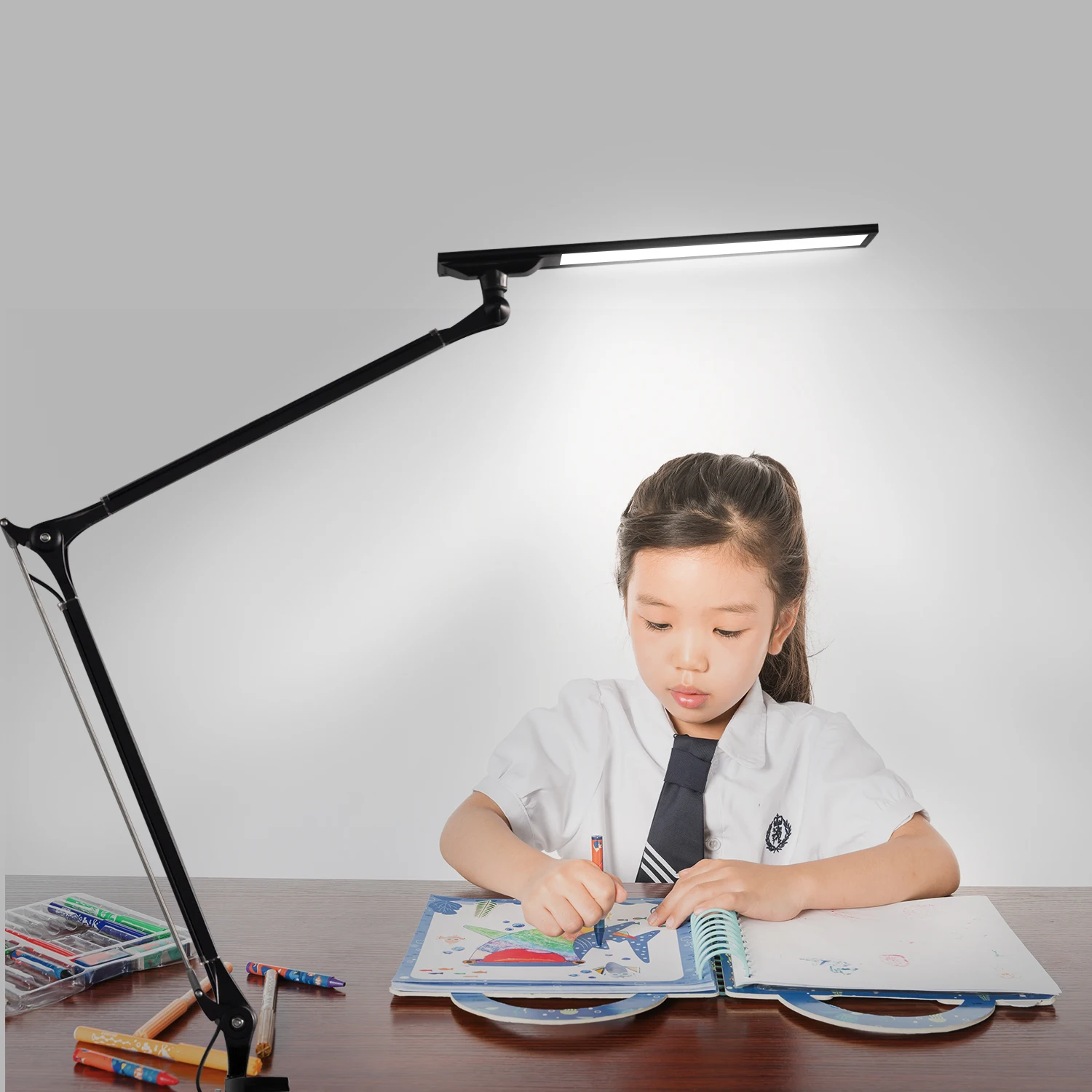 Hot Sale Table Touch Bedside Lamp Clamp Super bright eye-caring LED flexible arm light desk lamp clip on table lamp