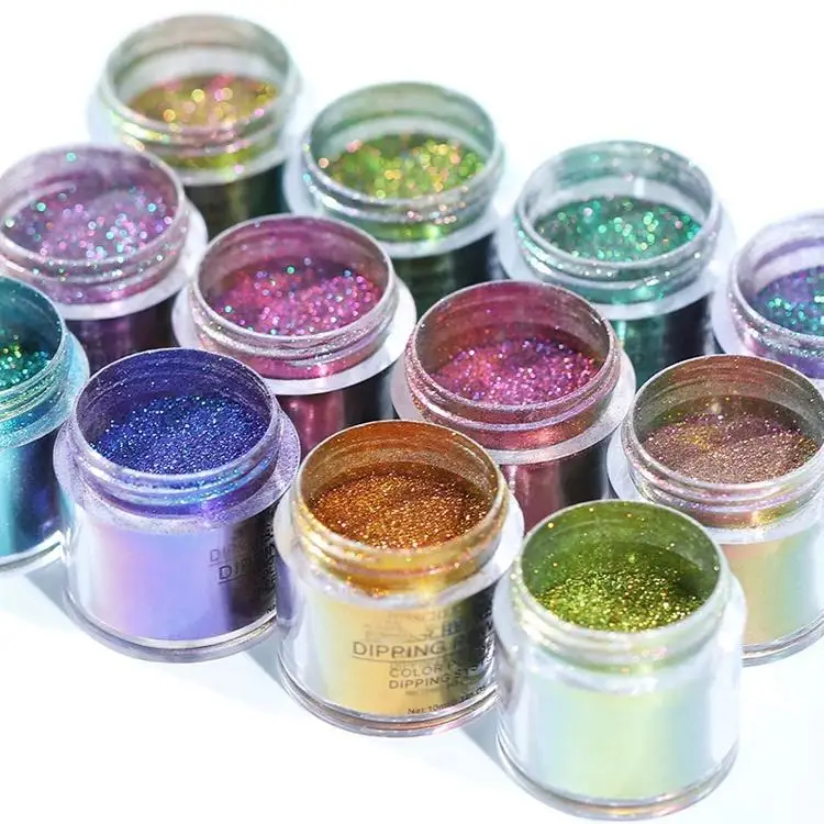 Wholesale Glitter Bulk Rainbow Sequins 3d Nail Art Chrome Pigment Nail