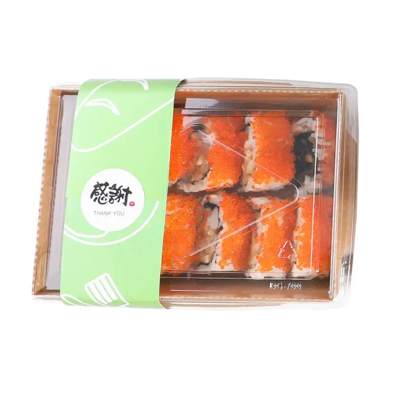 

Custom Printing Biodegradable Kraft Paper Sushi Box Salad Food Packaging Boxes Disposable with Pet Lids